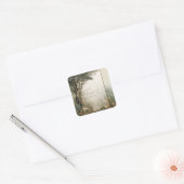 Sticker Carré Elegant Rustic Forest Tree Gold Glitter Frame (Enveloppe)