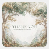 Sticker Carré Elegant Rustic Forest Trees Misty Clearing (Devant)
