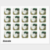 Sticker Carré Elegant Rustic Forest Wildflower Gold Frame (Feuille)