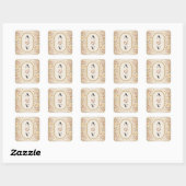 Sticker Carré Élégant Rustique Automne Beige Mariage Monogramme (Feuille)