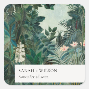 Sticker Carré Élégant Rustique Exotique Tropical Mariage de forê