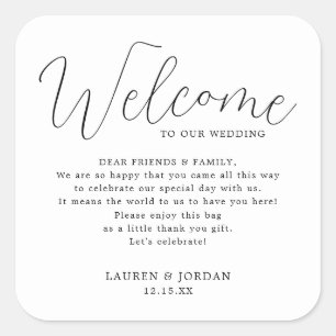 Sticker Carré Élégant sac de bienvenue de mariage