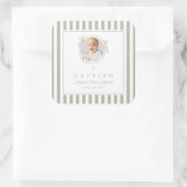 Sticker Carré Elegant Sage Green Photo Baptism (Sac)