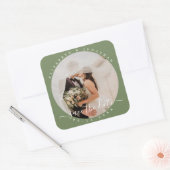 Sticker Carré Elégant Sage Green Photo Mariage Enregistrer La Da (Enveloppe)