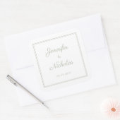 Sticker Carré Elegant Sage Green Script Wedding (Enveloppe)