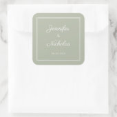 Sticker Carré Elegant Sage Green Script Wedding (Sac)