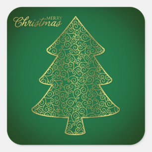 Sticker Carré Élégant sapin de Noël