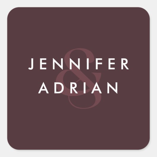 Sticker Carré Élégant Sceau minimal brun Mariage moderne Envelop (Devant)