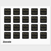 Sticker Carré Élégant Script Black Gold Mariage Merci Faveurs (Feuille)