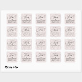 Sticker Carré Élégant script classique blush adresse de retour (Feuille)