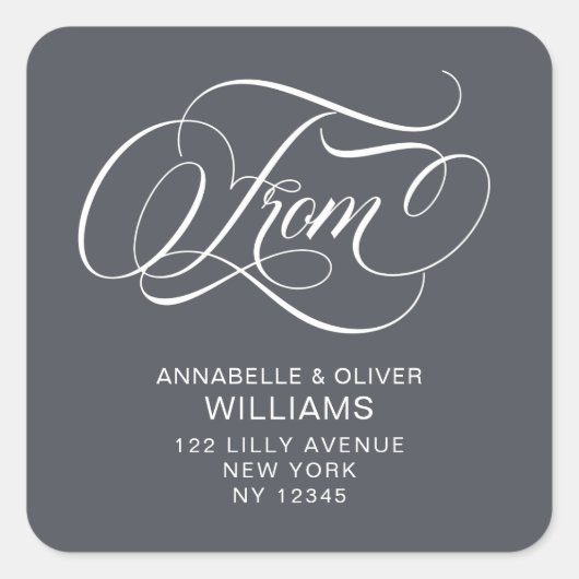 Sticker Carré Élégant script de calligraphie Retourner les étiqu (Devant)