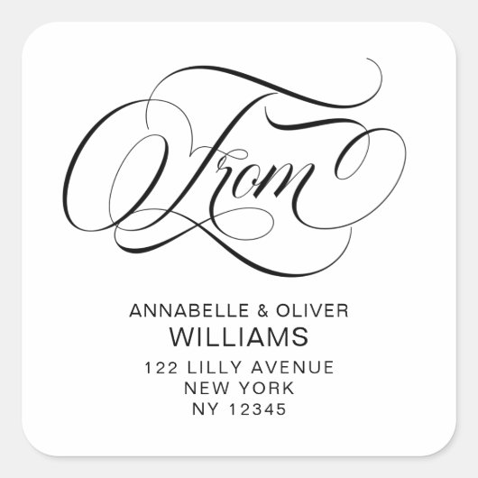 Sticker Carré Élégant script de calligraphie Retourner les étiqu (Devant)