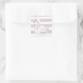 Sticker Carré Élégant script de cygne blanc bande violette (Sac)