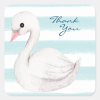 Élégant Script de cygne blanc Merci bleu