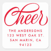 Sticker Carré Élégant Script de Noël Adresse de retour (Devant)