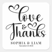 Sticker Carré Elegant Script Love and Thanks Wedding (Devant)