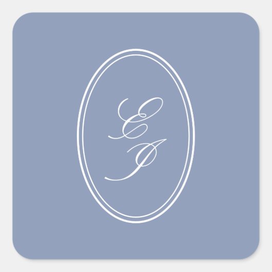 Sticker Carré Élégant Script Monogramme Auto-Adhésif Mariage (Devant)