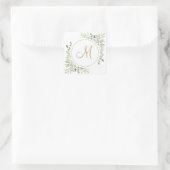 Sticker Carré Élégant script or Monogramme Verdure (Sac)