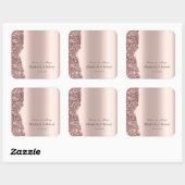 Sticker Carré Élégant Script Pailleté Or Rose (Feuille)