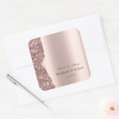 Sticker Carré Élégant Script Pailleté Or Rose (Enveloppe)