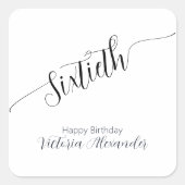 Sticker Carré Elegant Script Sixtieth Birthday Celebration (Devant)