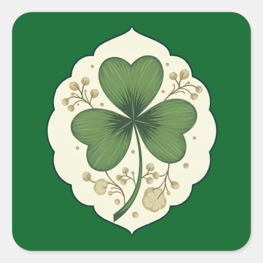 Sticker Carré Elegant Shamrock St Patrick’s Day - Autocolante (Devant)