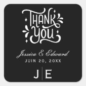 Sticker Carré Élégant Simple Moderne Minimal Noir Script Chic (Devant)