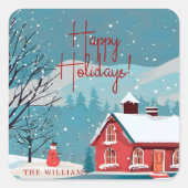 Sticker Carré Élégant Snowfall Festive Noël heureux (Devant)