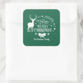 Sticker Carré Elégant Souhaitez-Vous Un Joli Monogramme Vert NOË (Sac)