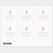 Sticker Carré Elégant Taupe Cross Boy First Communion (Feuille)