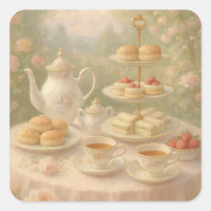 Sticker Carré Elegant Tea Time