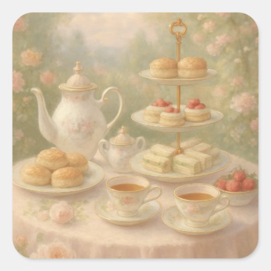 Sticker Carré Elegant Tea Time (Devant)