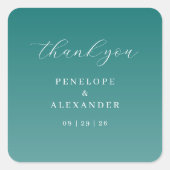 Sticker Carré Elegant Teal Thank You Card (Devant)
