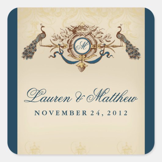 Sticker Carré Elégant thème Peacock (Devant)