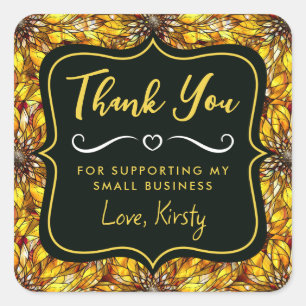 Sticker Carré Élégant tournesol verre tendu Petite entreprise