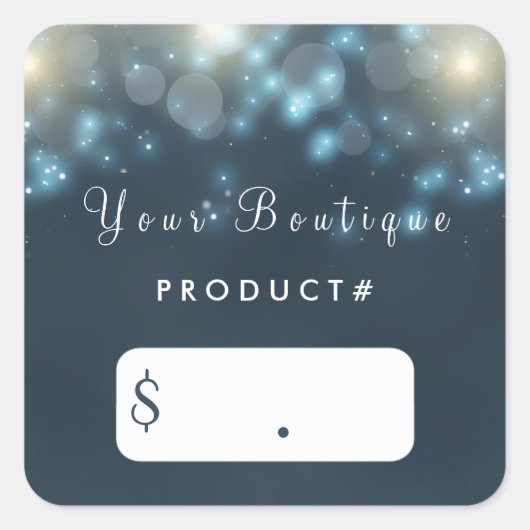 Sticker Carré Élégant Turquoise foncé Bokeh Sparkle Boutique Pri (Devant)
