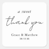 Sticker Carré Élégant Un Merci Doux Favoriser Mariage (Devant)