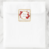 Sticker Carré Élégant Valentines, Amour, Mariage d'anniversaire (Sac)