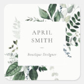 Sticker Carré Élégant vert moderne feuillage Tropical Foliage Fe (Devant)