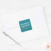 Sticker Carré Élégant vert turquoise remerciant béni (Enveloppe)