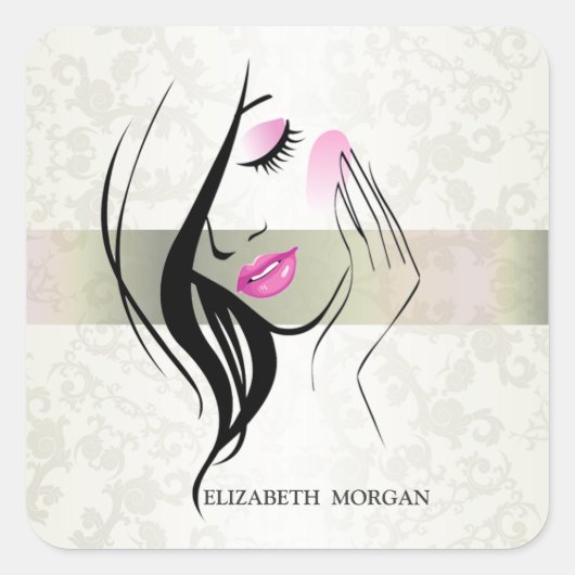 Sticker Carré Élégant vintage, Chic, Dentelle, Silhouette fille (Devant)
