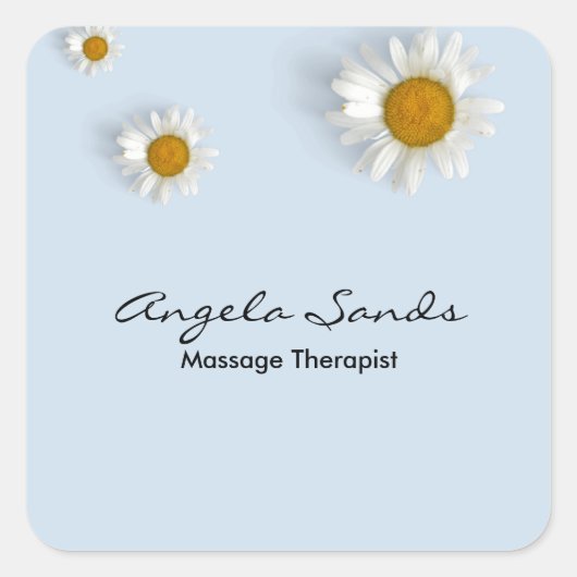 Sticker Carré Elegant white daisies blue (Devant)