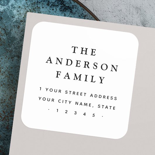 Sticker Carré Élégante adresse de retour blanche