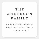 Sticker Carré Élégante adresse de retour blanche (Devant)