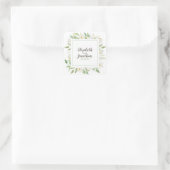 Sticker Carré Elégante aquarelle blanc & vert Mariage floral (Sac)