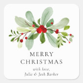 Sticker Carré Elégante Aquarelle de Noël simple Botanique (Devant)