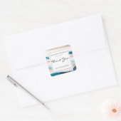 Sticker Carré Elégante aquarelle Merci bleu or (Enveloppe)