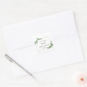 Sticker Carré Elégante aquarelle Olive Greenery Mariage or (Enveloppe)