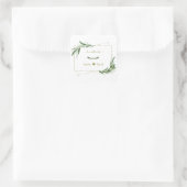 Sticker Carré Elégante aquarelle Olive Greenery Mariage or (Sac)