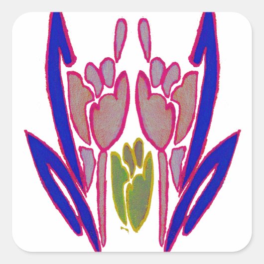 Sticker Carré Elégante aquarelle Rose Imprimer (Devant)